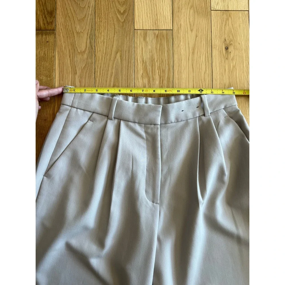 Abercrombie A&F Sloane Tailored Wide Leg Trouser Pants Light Taupe Curve Love 10